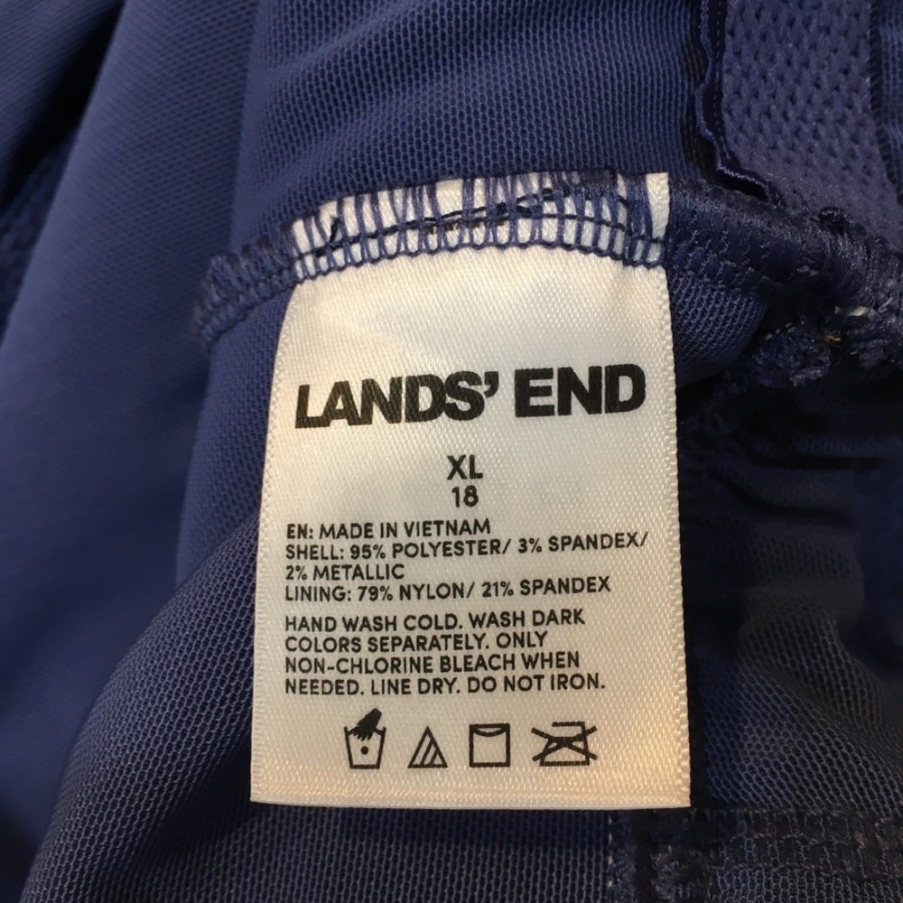 Lands End Tummy Control Metallic One Piece Swimsuit Womens XL 18 Blue UPF 50 - Picture 10 of 14